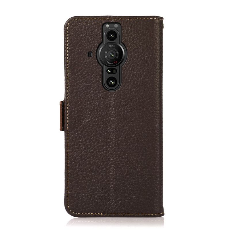 Folio Deksel Sony Xperia Pro-i Litchi Leather Khazneh Rfid Beskyttelse Deksel