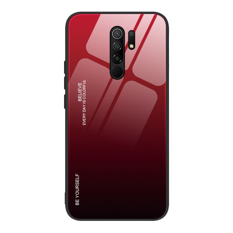 Deksel Xiaomi Redmi 9 Rød Vær Deg Selv Herdet Glass Anti-fall