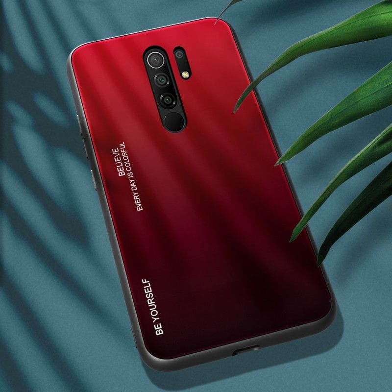 Deksel Xiaomi Redmi 9 Rød Vær Deg Selv Herdet Glass Anti-fall