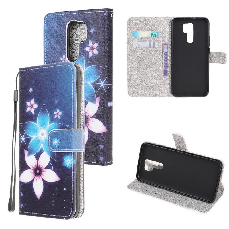 Folio Deksel Xiaomi Redmi 9 Måneblomster Med Tanga Beskyttelse