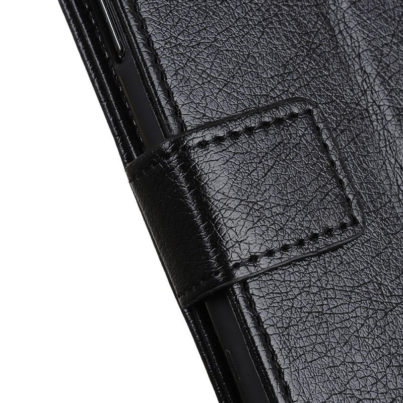 Folio Deksel Xiaomi Redmi 9 Svart Nappaskinnstil Med Vintage Nagler Anti-fall