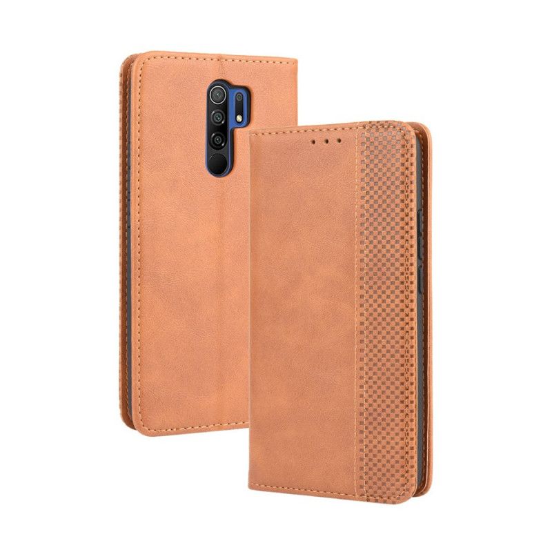 Folio Deksel Xiaomi Redmi 9 Svart Stilisert Vintage-Skinneffekt