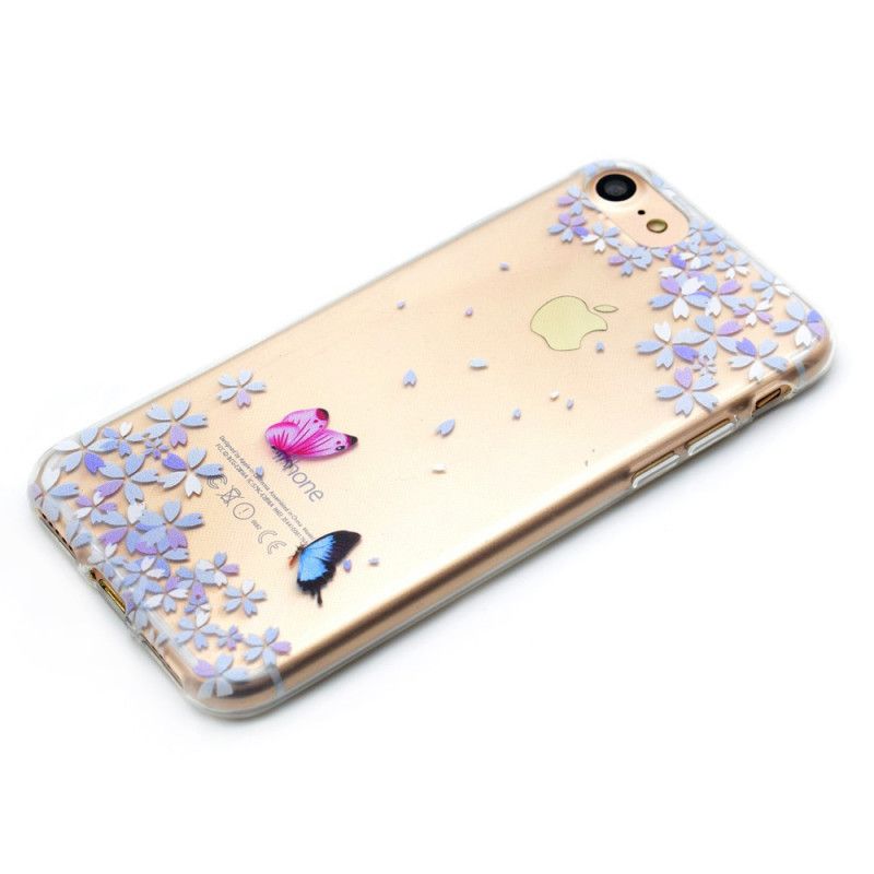 Deksel iPhone 7 / 8 / SE 2 Gjennomsiktige Sommerfugler Og Blomster