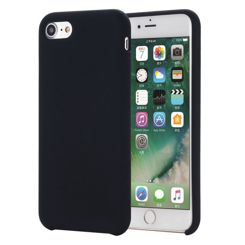 Deksel iPhone 7 / 8 / SE 2 Svart Flytende Silikon