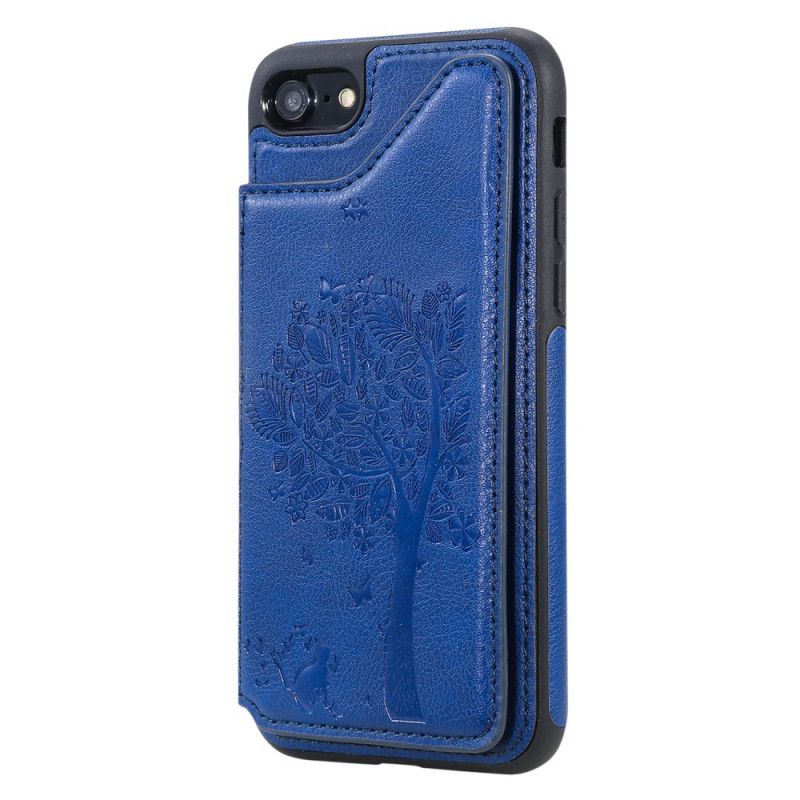 Deksel iPhone 7 / 8 / SE 2 Svart Kortholder Med Kattetrykk