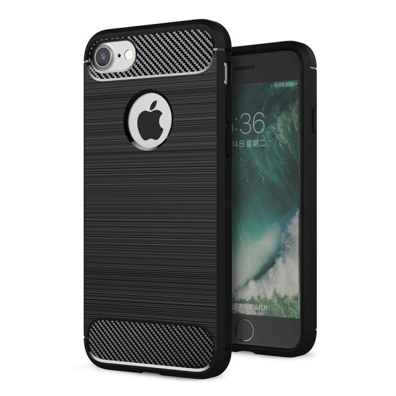 Deksel iPhone 7 / 8 / SE 2 Svart Mobildeksel Børstet Karbonfiber