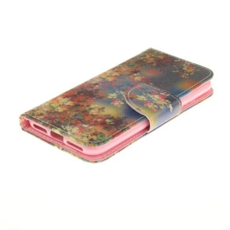 Folio Deksel iPhone 7 / 8 / SE 2 Magenta Full Av Blomster