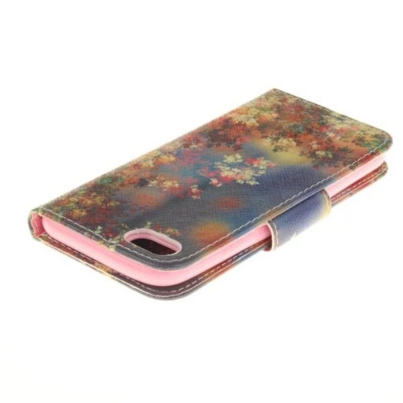 Folio Deksel iPhone 7 / 8 / SE 2 Magenta Full Av Blomster