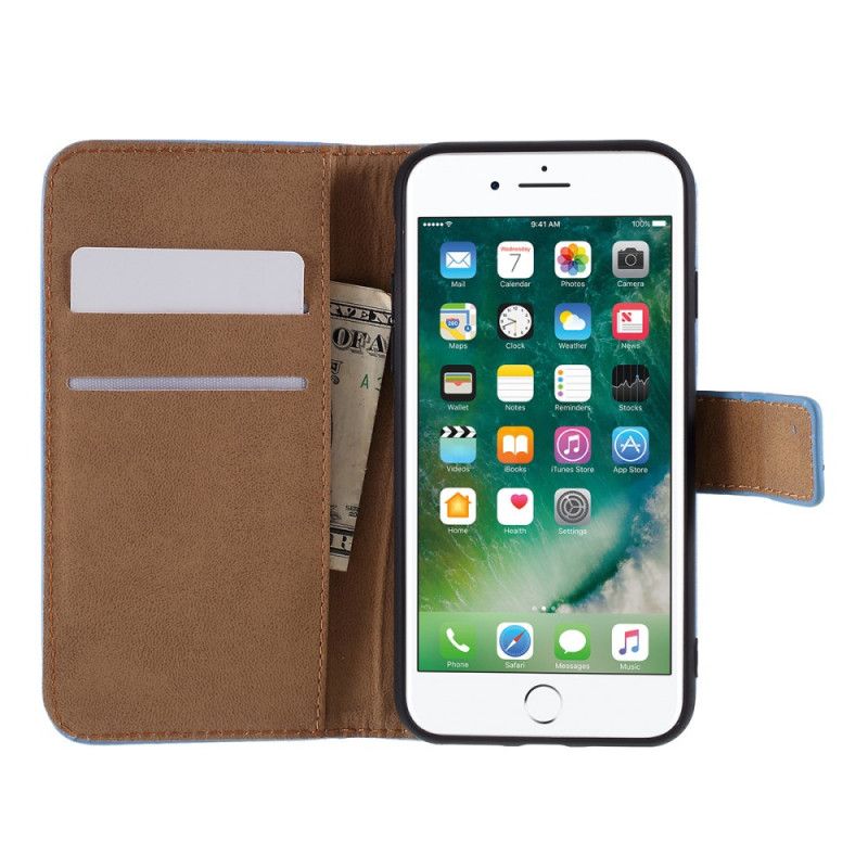 Folio Deksel iPhone 7 / 8 / SE 2 Svart Ekte Skinnfarge