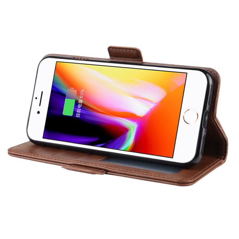 Folio Deksel iPhone 7 / 8 / SE 2 Svart Vintage Delt Skinneffekt
