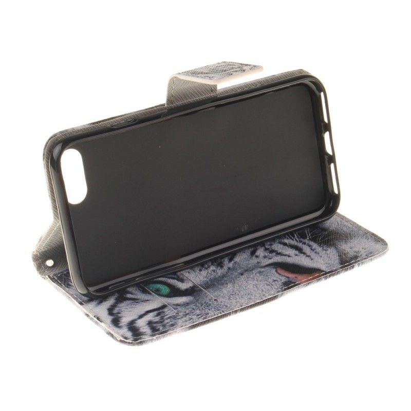 Lærdeksel Folio Deksel iPhone 7 / 8 / SE 2 Mobildeksel Hvit Tiger