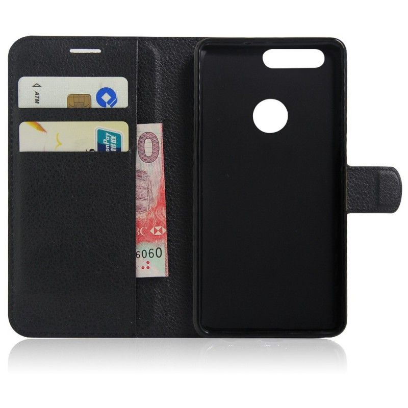 Lærdeksel Folio Deksel Honor 8 Svart Mobildeksel Retro Skinneffekt