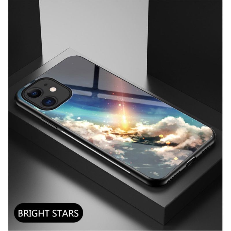 Deksel iPhone 12 Mini Svart Herdet Glass Med Stjernehimmel