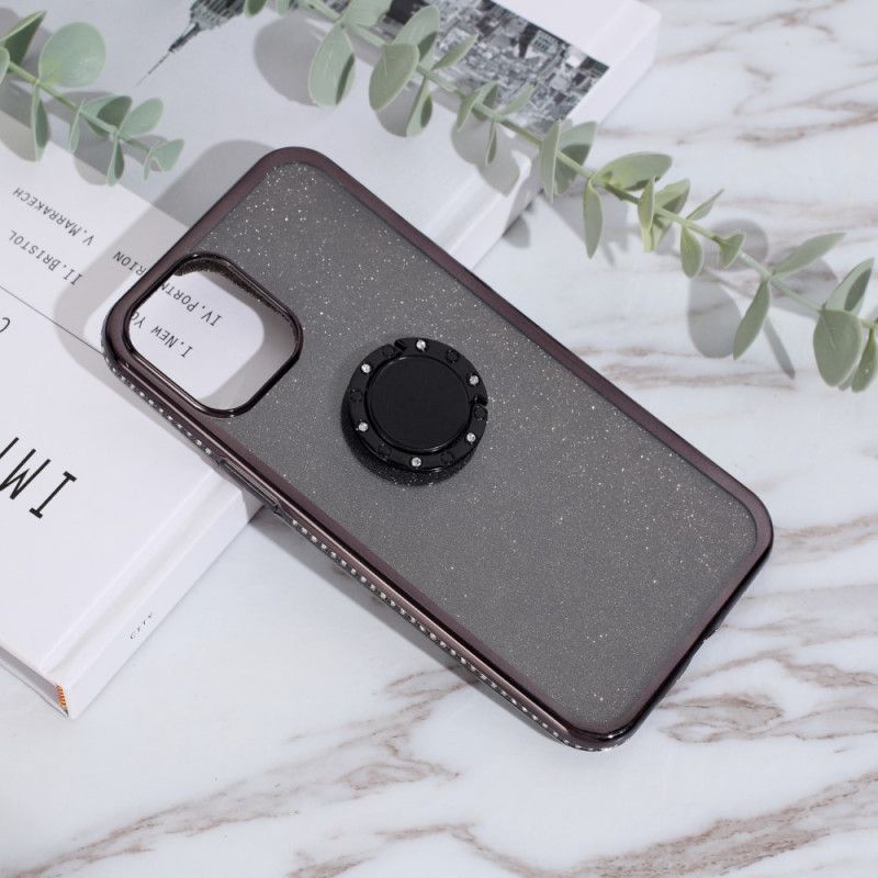 Deksel iPhone 12 Mini Svart Paljetter Og Diamanter Ringer