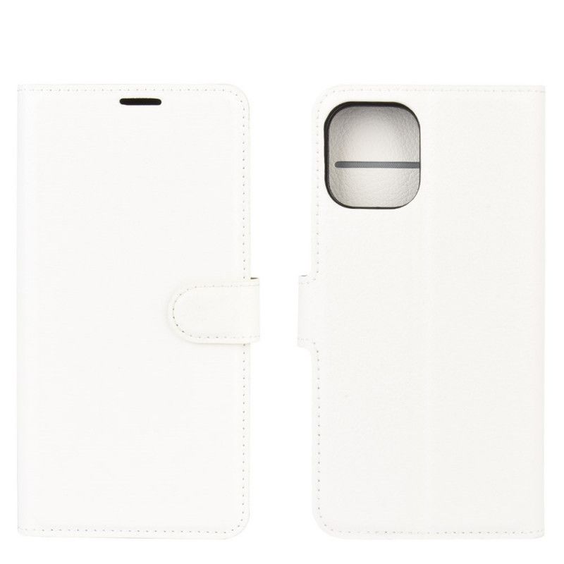 Folio Deksel iPhone 12 Mini Svart Klassisk Lychee-Effekt