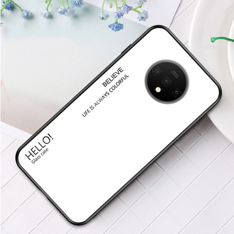 Deksel for OnePlus 7T Hvit Hei Herdet Glass