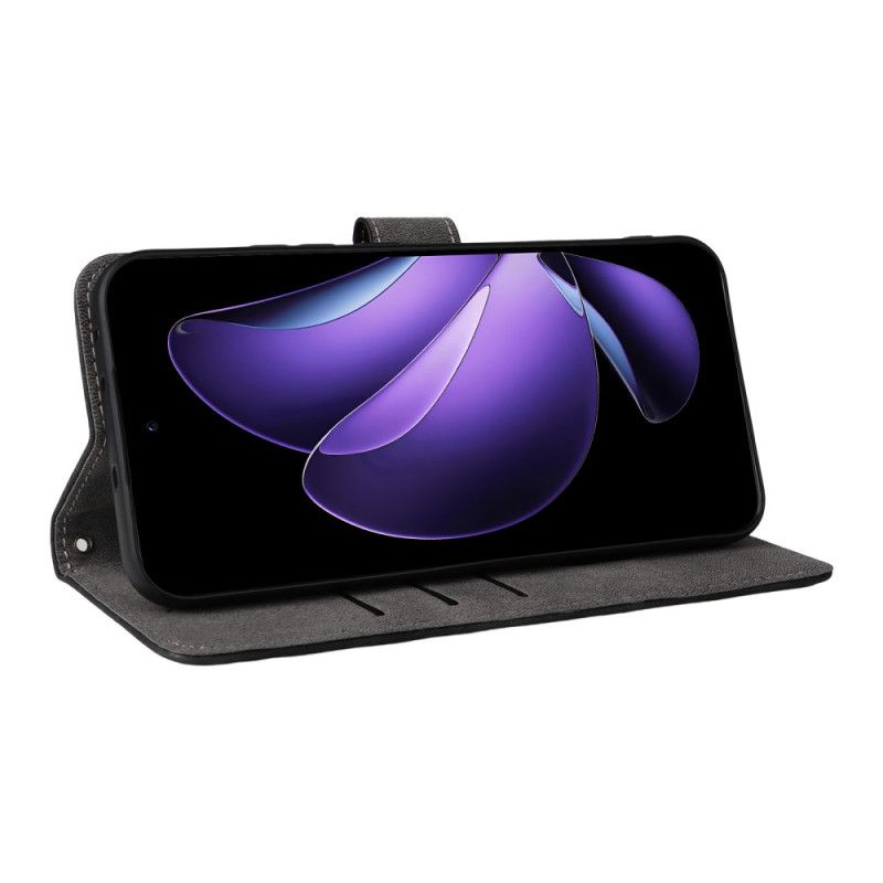 Lærdeksel Folio Deksel Oppo Reno 13 5g Mobildeksel Rfid-beskyttelsesstropp Med Semsket Skinnimitasjon