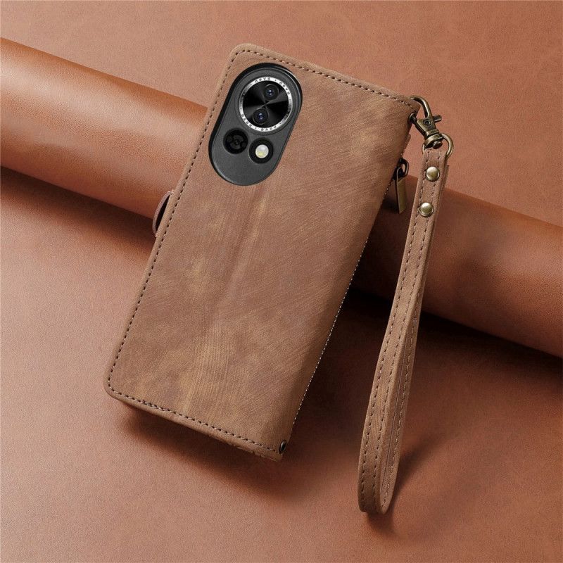 Lærdeksel Folio Deksel Huawei Nova 13 Mobildeksel Lommebok Med Geometrisk Mønster Og Glidelås