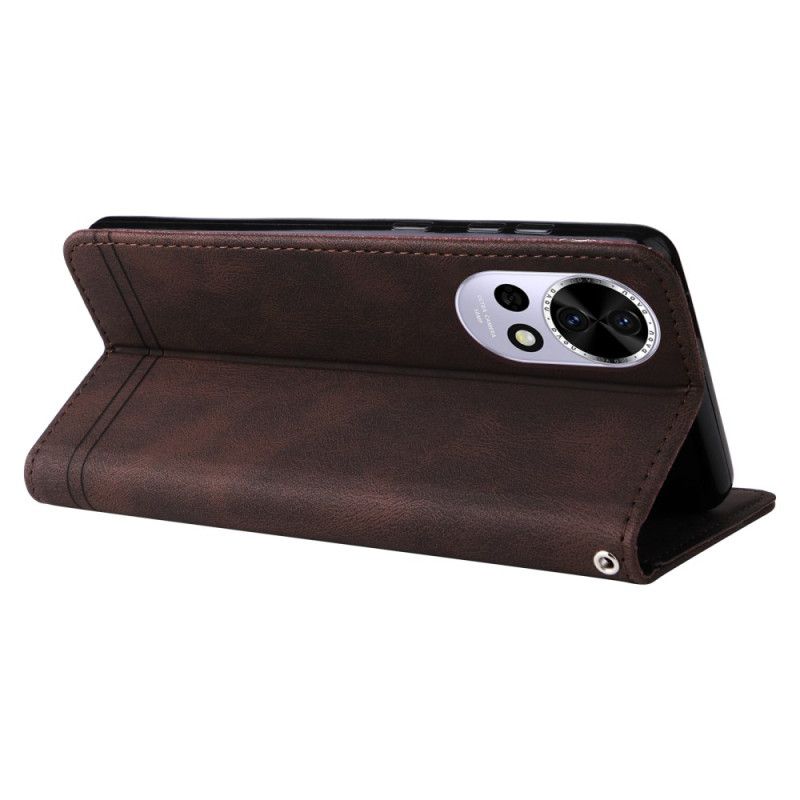 Lærdeksel Folio Deksel Huawei Nova 13 Mobildeksel Vintage Nagle Og Stropp