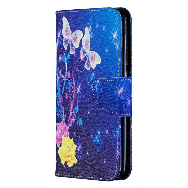 Folio Deksel for Huawei P Smart Plus 2019 Rosa Fantastiske Sommerfugler