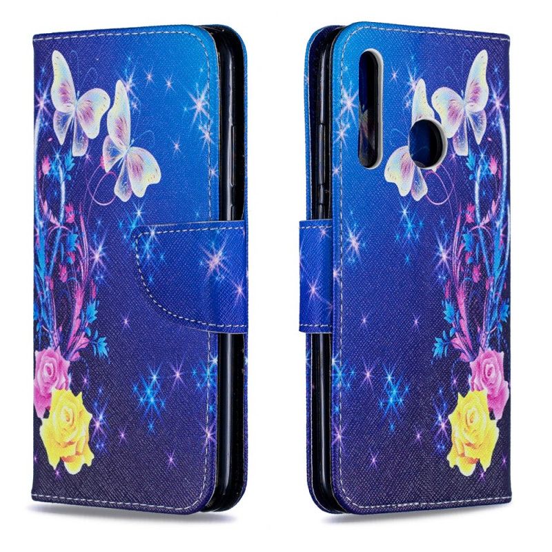 Folio Deksel for Huawei P Smart Plus 2019 Rosa Fantastiske Sommerfugler