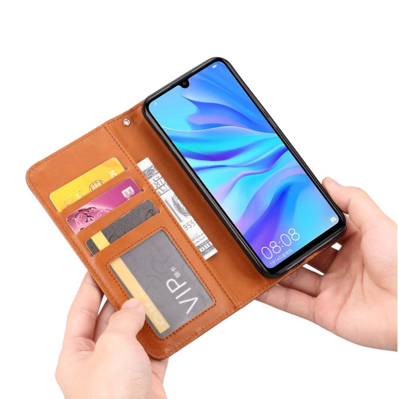Folio Deksel Huawei P Smart Plus 2019 Svart Kortholder I Imitert Skinn