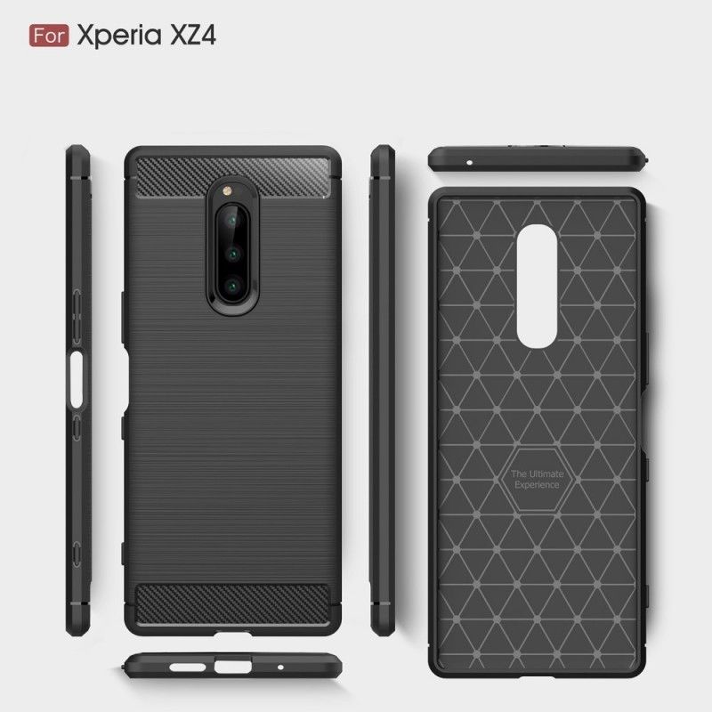 Deksel for Sony Xperia 1 Svart Børstet Karbonfiber
