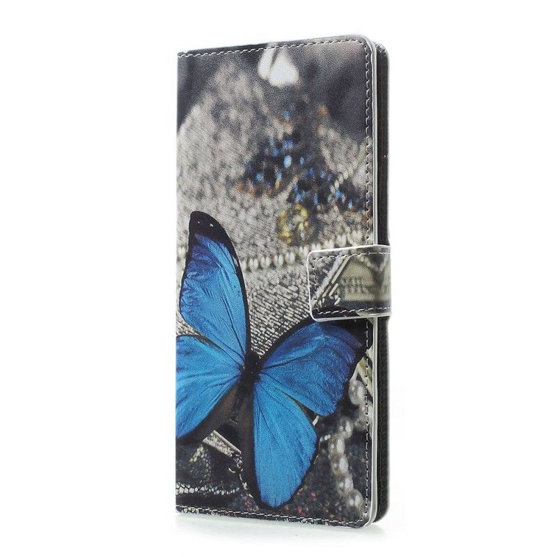 Folio Deksel for Sony Xperia 1 Lyseblå Sommerfugler Og Blomster