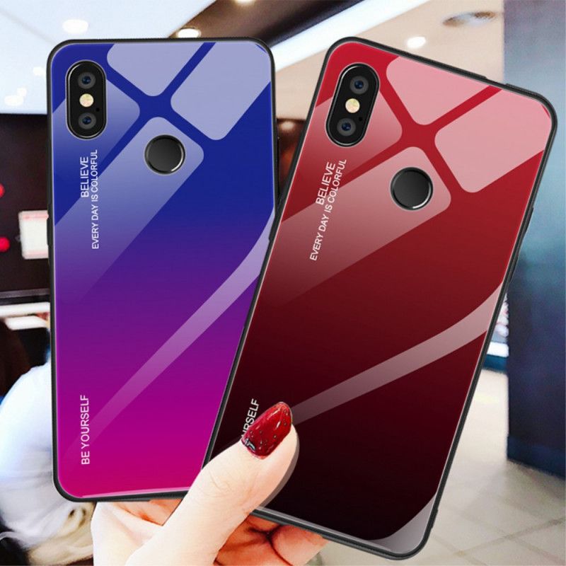 Deksel Xiaomi Redmi Note 5 Rød Vær Deg Selv Herdet Glass