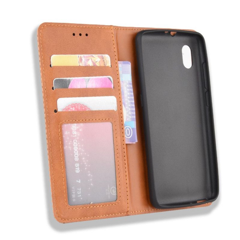 Folio Deksel Alcatel 1B (2020) Svart Stilisert Vintage-Skinneffekt