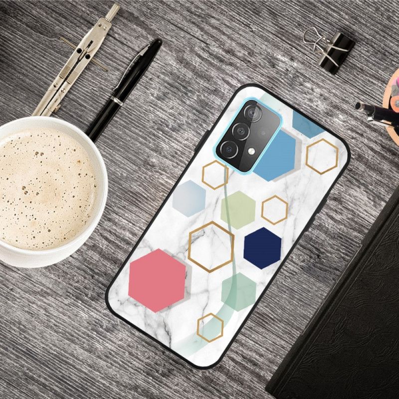 Deksel for Samsung Galaxy A72 4G / A72 5G Svart Marmorfarget Geometri