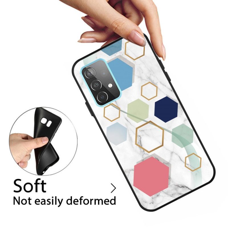 Deksel for Samsung Galaxy A72 4G / A72 5G Svart Marmorfarget Geometri