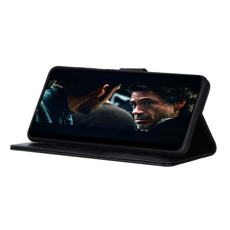 Folio Deksel Samsung Galaxy A72 4G / A72 5G Svart Bison Skinn-Effekt Beskyttelse