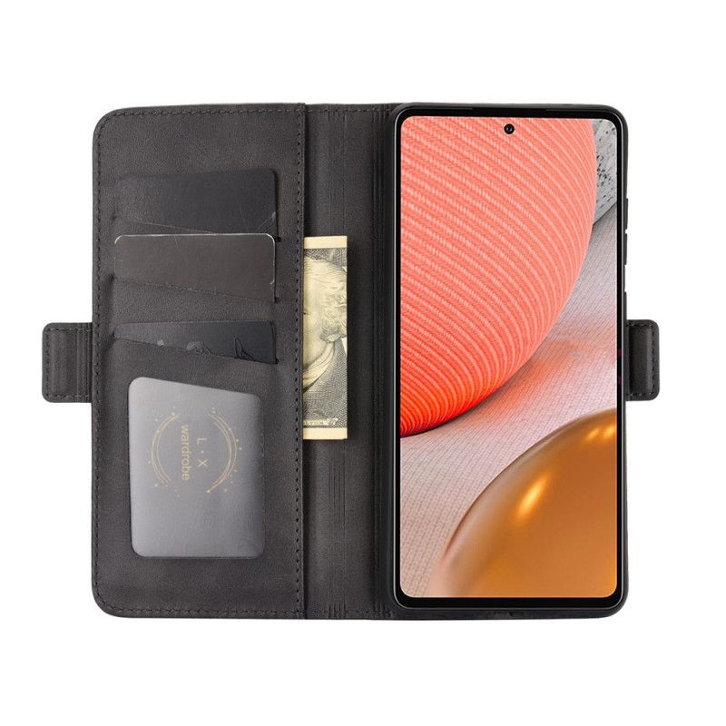 Folio Deksel Samsung Galaxy A72 4G / A72 5G Svart Dobbel Klaff Anti-fall