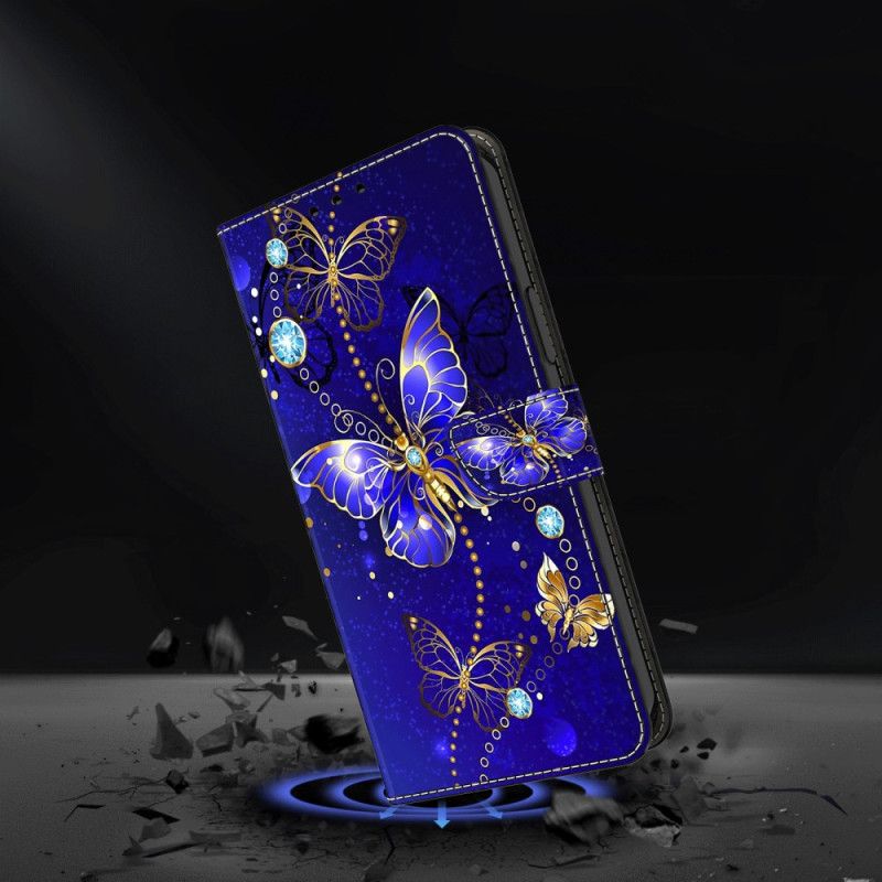 Folio Deksel Xiaomi 14 Pro Diamantsommerfugler Beskyttelse Deksel