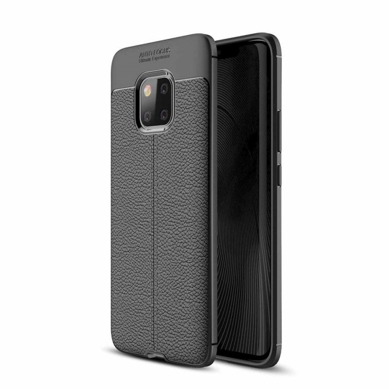 Deksel Huawei Mate 20 Pro Svart Dobbeltlinjet Litchi-Effekt Anti-fall