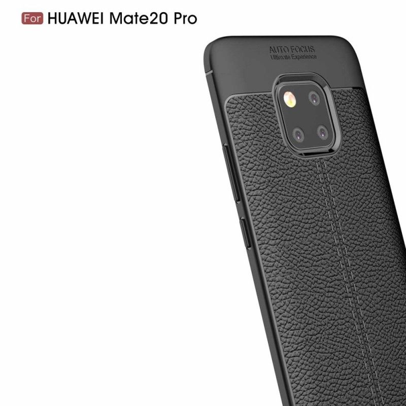 Deksel Huawei Mate 20 Pro Svart Dobbeltlinjet Litchi-Effekt Anti-fall