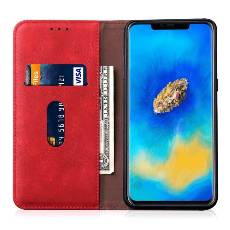 Folio Deksel Huawei Mate 20 Pro Svart Sydd Skinneffekt Anti-fall