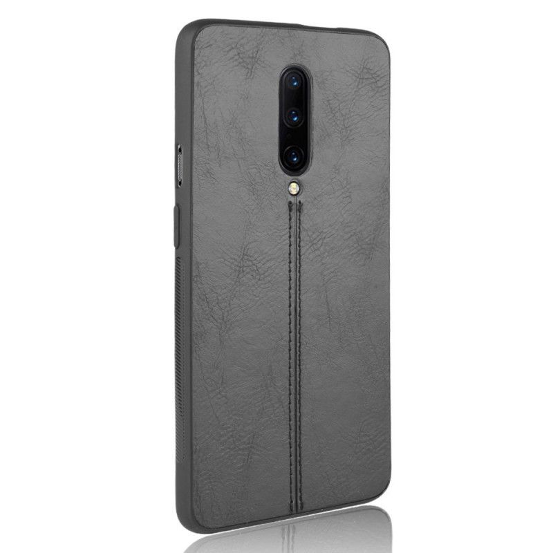 Deksel OnePlus 7 Pro Svart Sydd Skinneffekt Beskyttelse