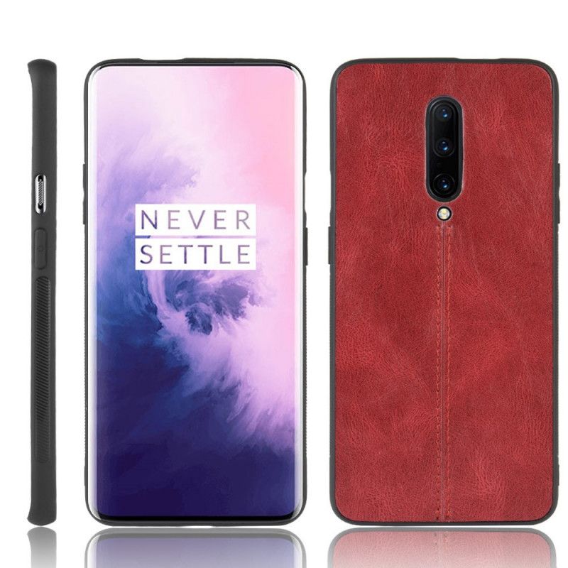 Deksel OnePlus 7 Pro Svart Sydd Skinneffekt Beskyttelse