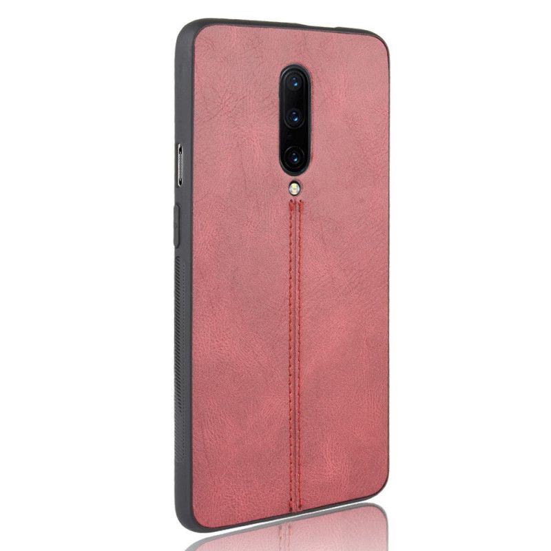 Deksel OnePlus 7 Pro Svart Sydd Skinneffekt Beskyttelse
