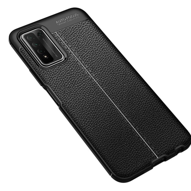 Deksel Honor 10X Lite Svart Dobbeltlinjet Litchi-Skinneffekt