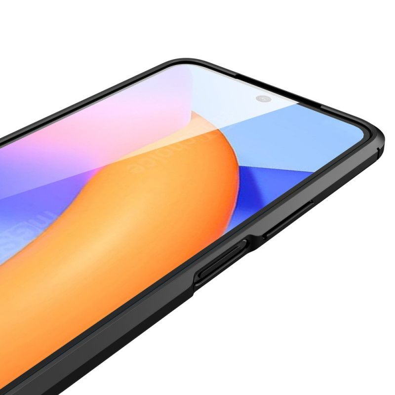 Deksel Honor 10X Lite Svart Dobbeltlinjet Litchi-Skinneffekt