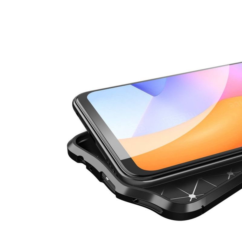 Deksel Honor 10X Lite Svart Dobbeltlinjet Litchi-Skinneffekt