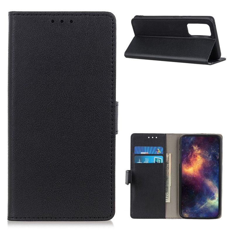 Folio Deksel Honor 10X Lite Svart Enkel Skinnende Skinneffekt Beskyttelse