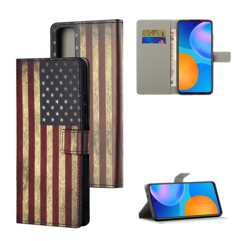 Lærdeksel Folio Deksel Honor 10X Lite Mobildeksel Usa Flagg