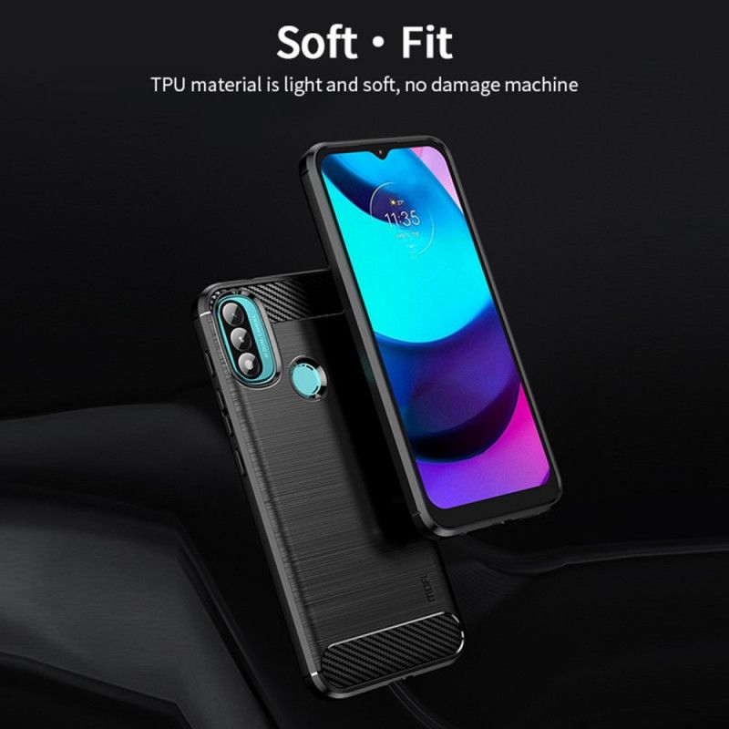 Deksel Moto E20 / E30 / E40 Mobildeksel Børstet Karbonfiber Mofi