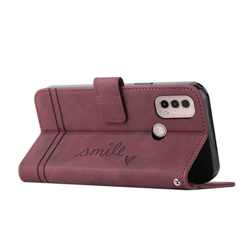 Folio Deksel Moto E20 / E30 / E40 Smil Med Snor