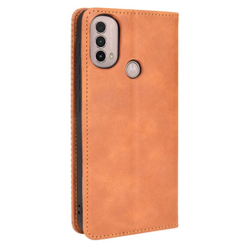 Folio Deksel Moto E20 / E30 / E40 Stilisert Vintage Skinneffekt Beskyttelse Deksel