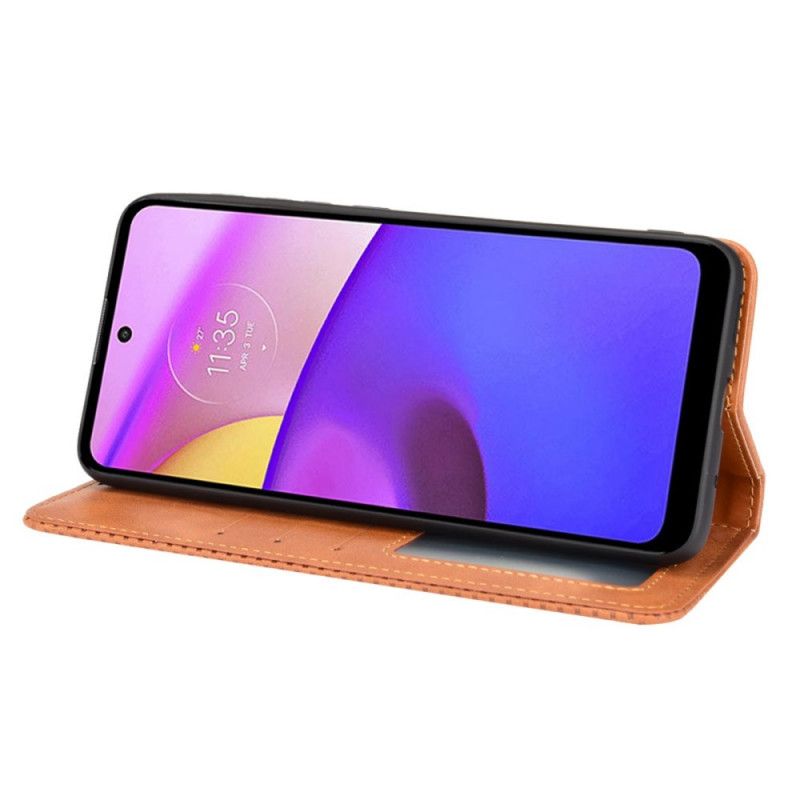 Folio Deksel Moto E20 / E30 / E40 Stilisert Vintage Skinneffekt Beskyttelse Deksel